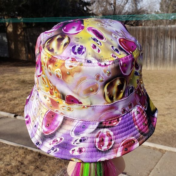 Ladies Purple BLING Bucket Hat NEW - Picture 4 of 4